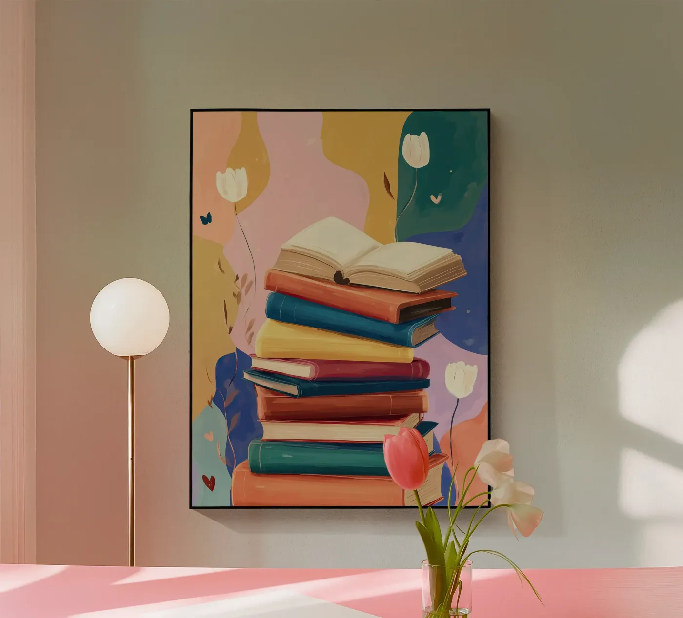 Colorful Book Stack acrylic glass by Freya