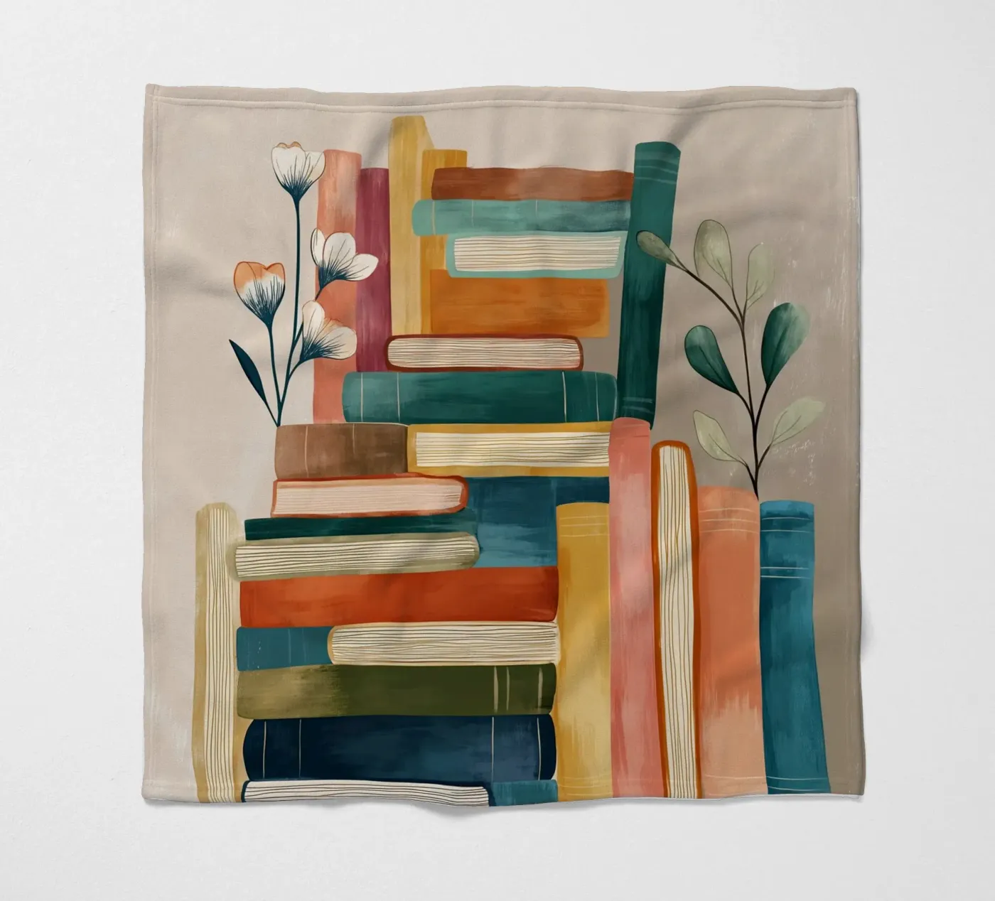 Botanical Bookshelf Stack Fleecedecke von Freya