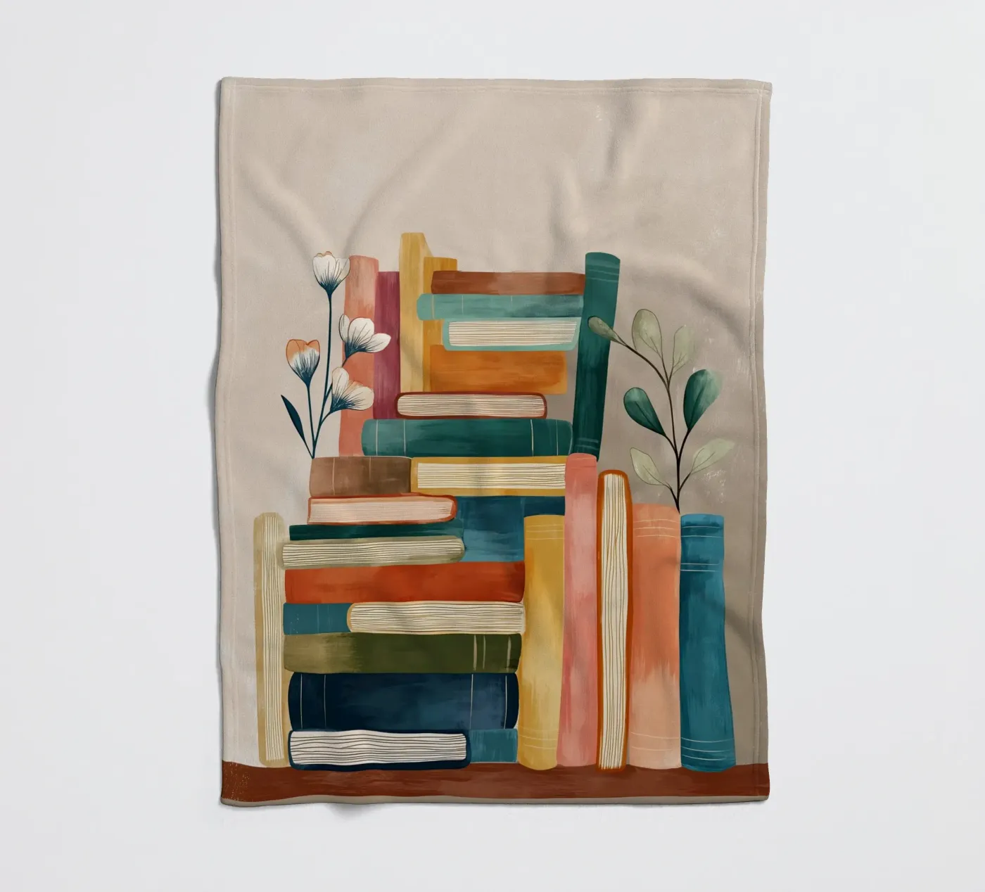 Botanical Bookshelf Stack Fleecedecke von Freya
