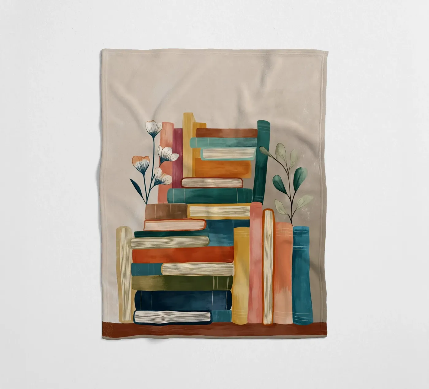 Botanical Bookshelf Stack Fleecedecke von Freya