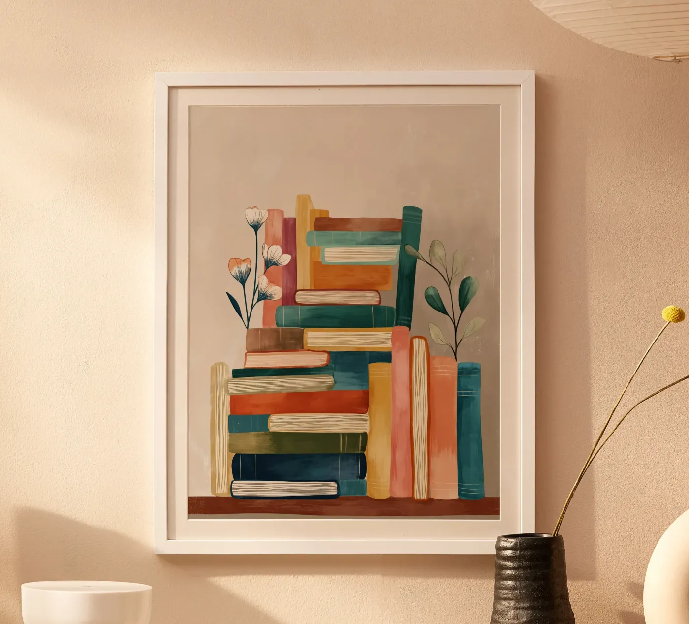 Botanical Bookshelf Stack poster by Freya