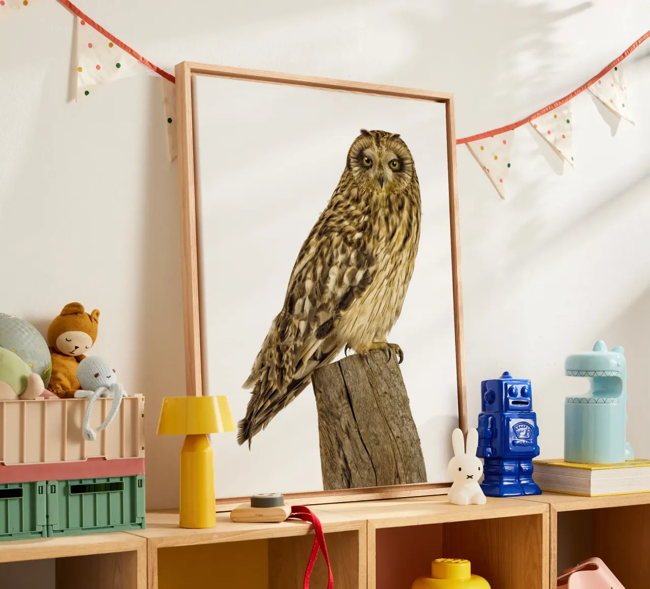 Gufo tela con Cornice a cassetta da Curious Collections by Marielle Leenders