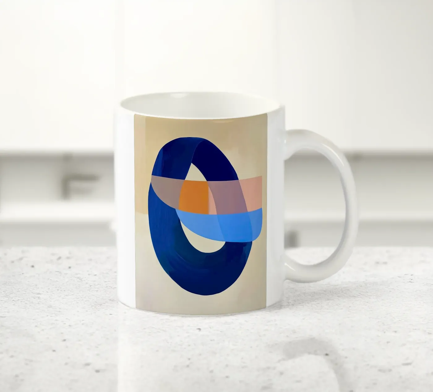 Blue Loop Abstract ceramic mug by Nadjaa