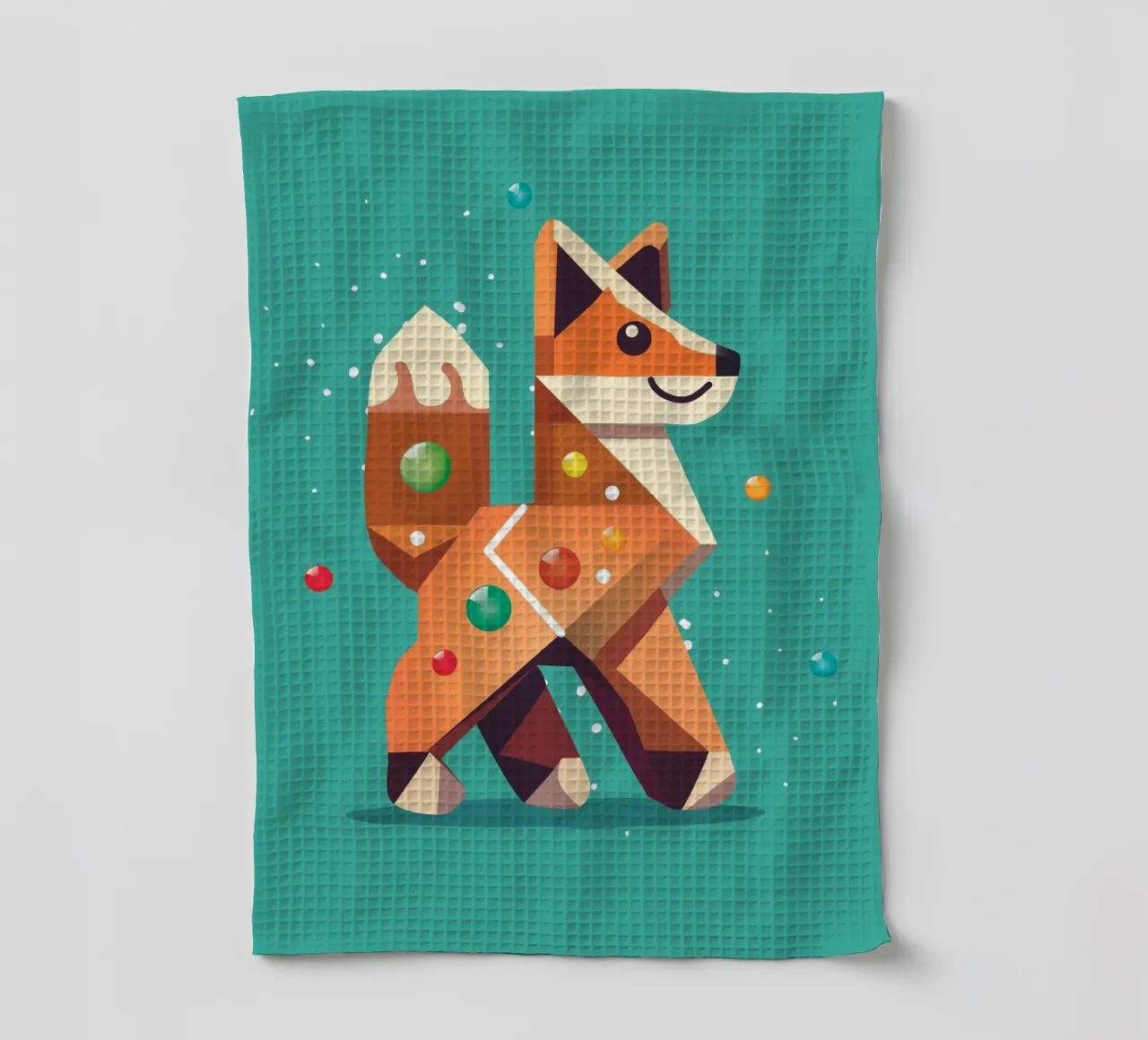 Renard en pain d'épices - Motif de Noël créatif torchon de namosh