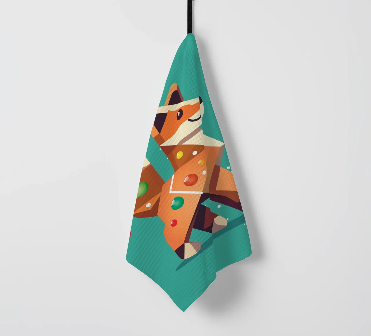 Renard en pain d'épices - Motif de Noël créatif torchon de namosh