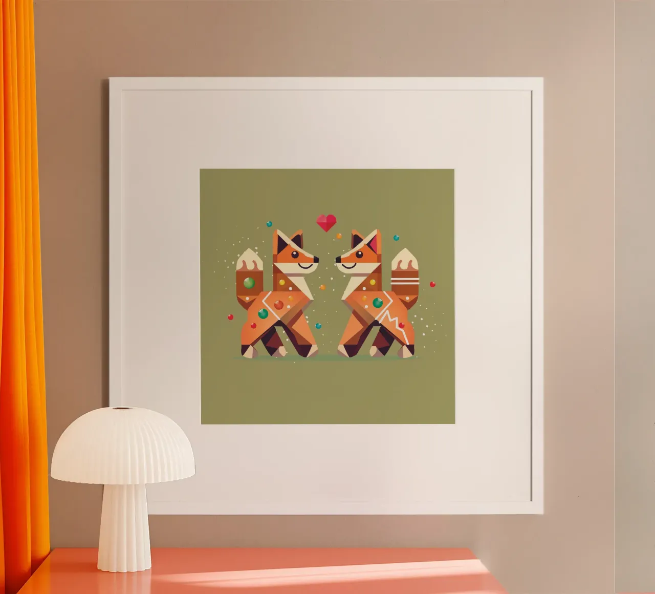 Deux renards en pain d'épice comme motif de Noël poster de namosh