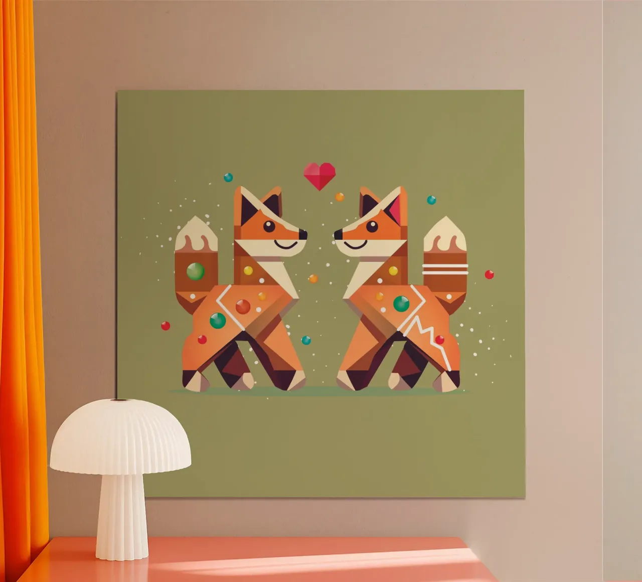 Deux renards en pain d'épice comme motif de Noël poster de namosh