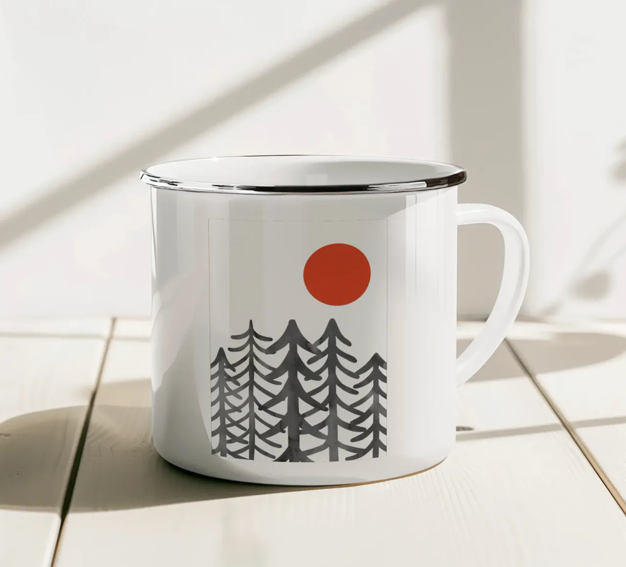 Wald mit Sonne tazza in smalto da BAINAI