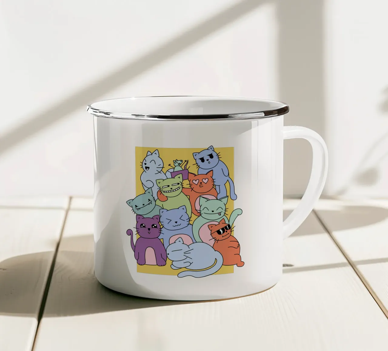 Cat Party tazza in smalto da BAINAI