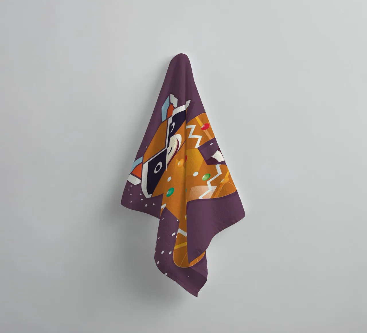Geometrische wasbeer van peperkoek - Grappig kerstontwerp badhanddoek van namosh