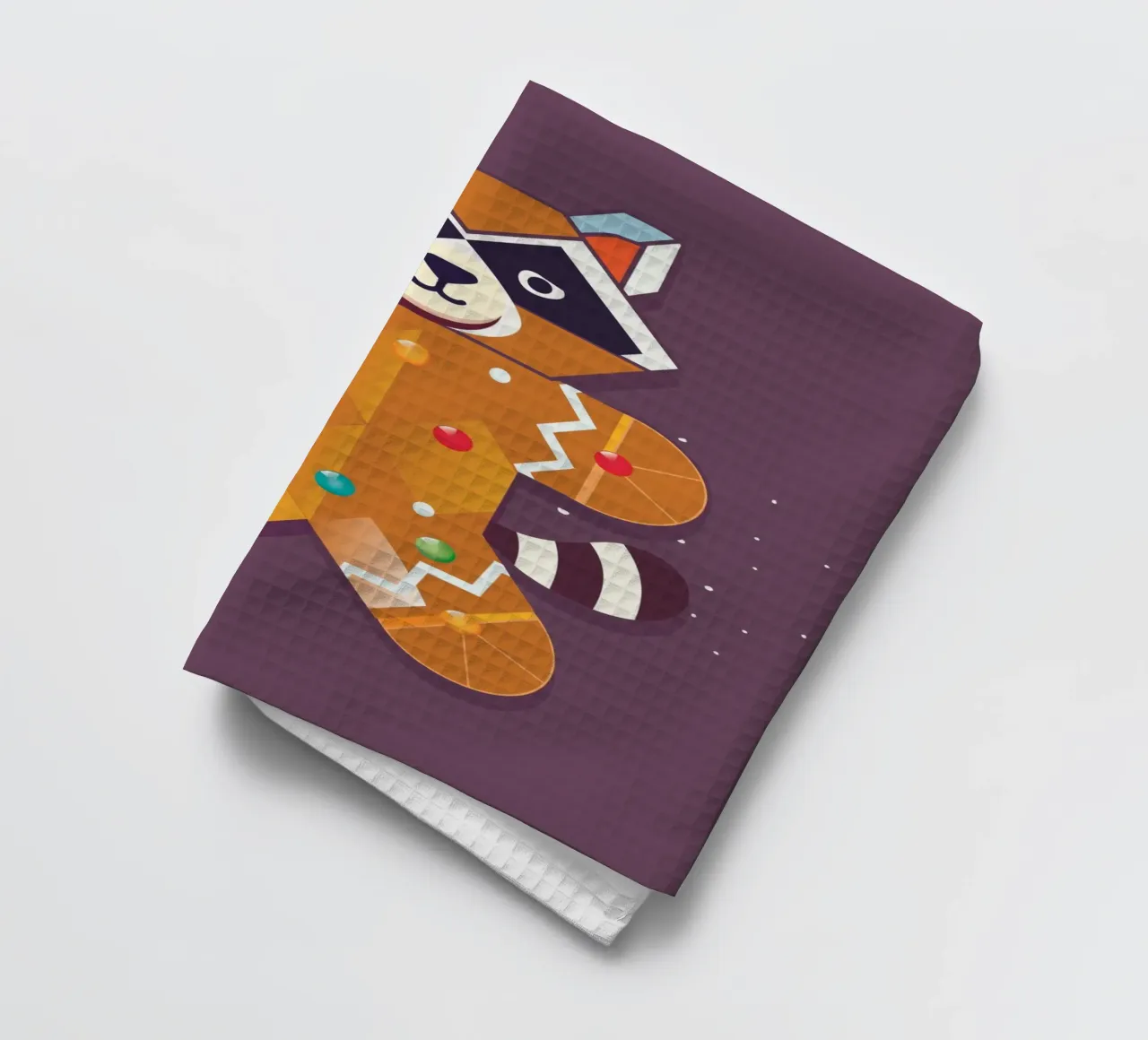 Geometrischer Lebkuchen-Waschbär – Lustiges Weihnachtsdesign Geschirrtuch von namosh