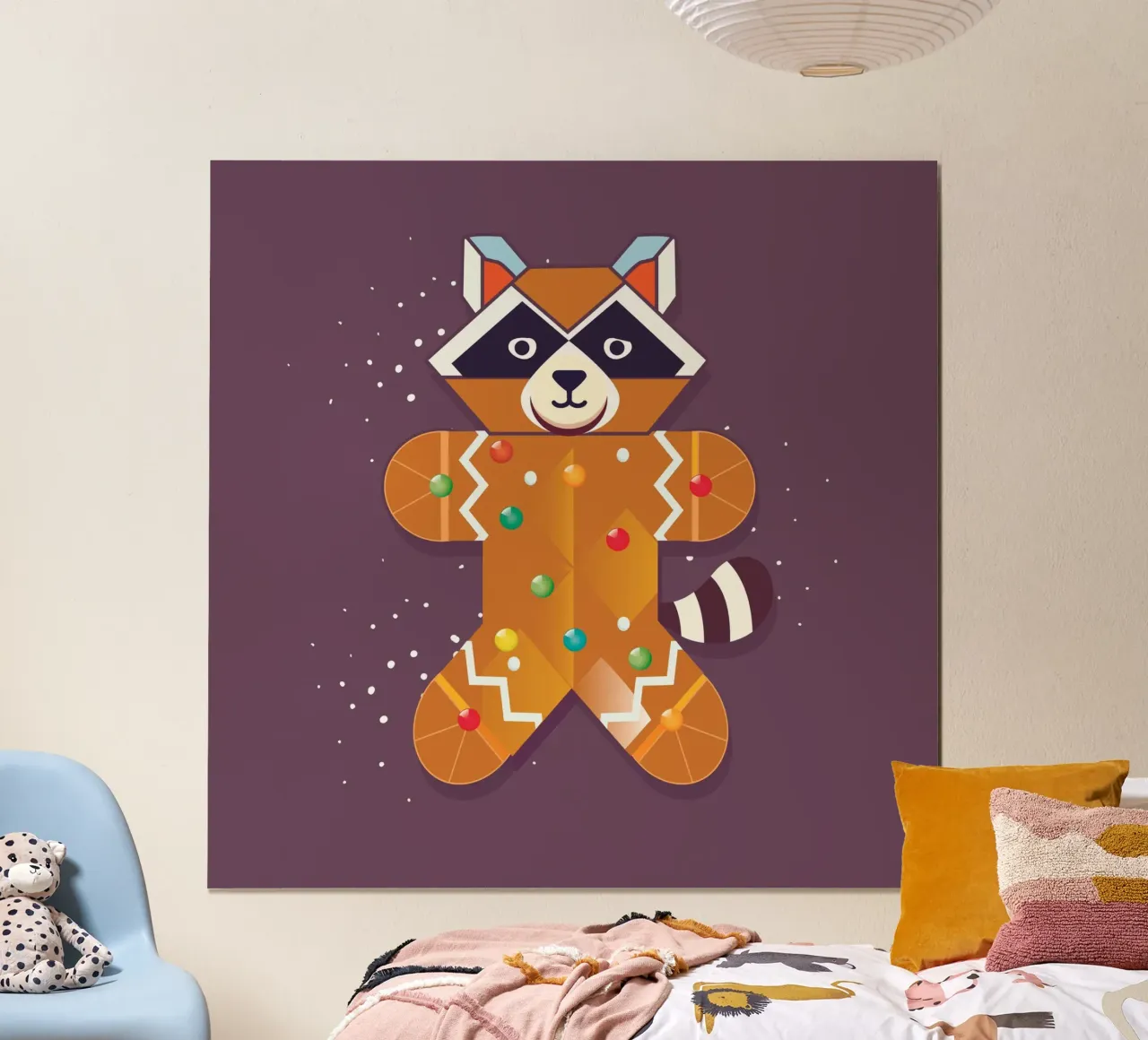 Geometrischer Lebkuchen-Waschbär – Lustiges Weihnachtsdesign Hahnemühle von namosh