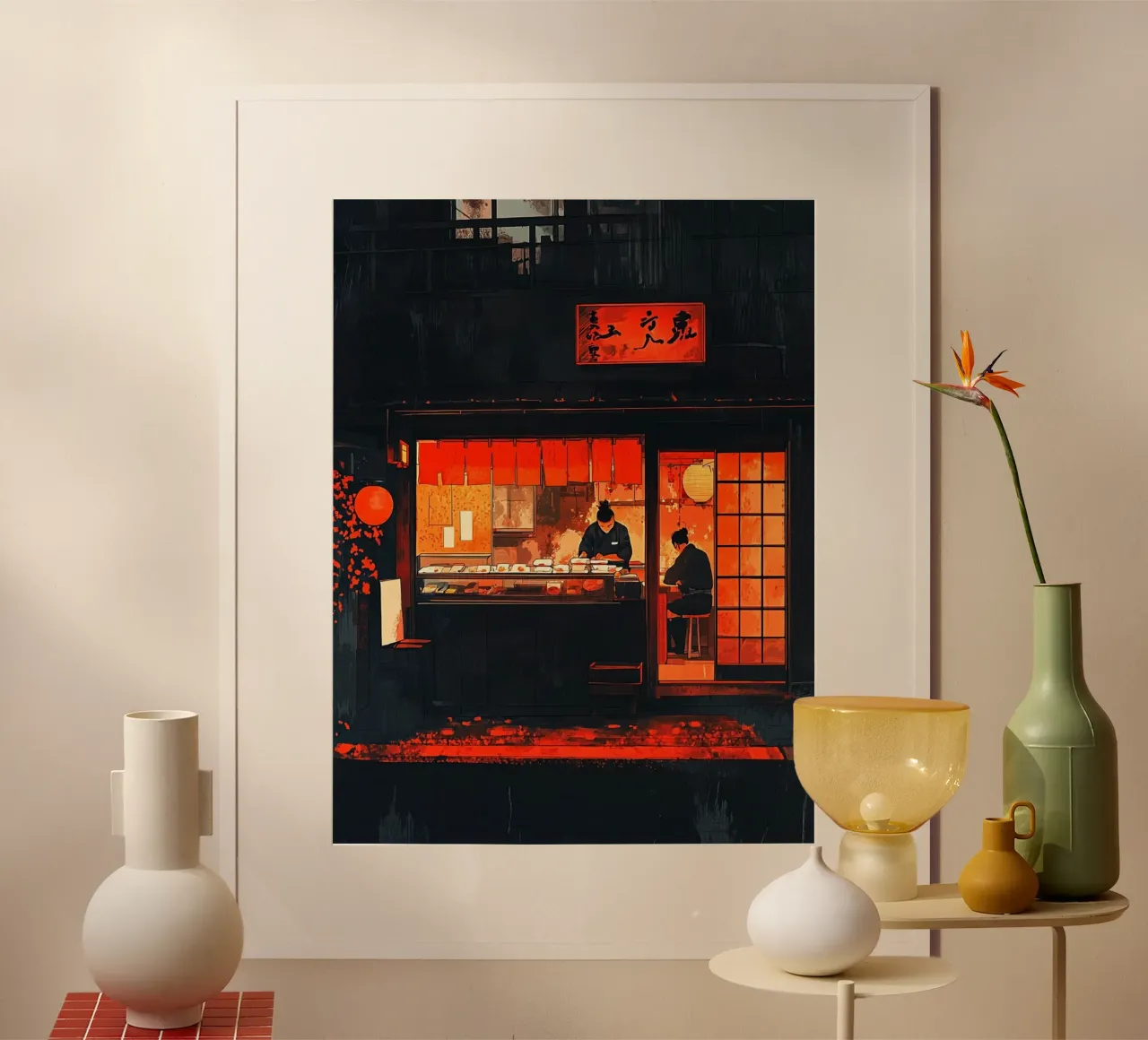 Night at the Sushi Bar poster con marco de plástico de Sugoi
