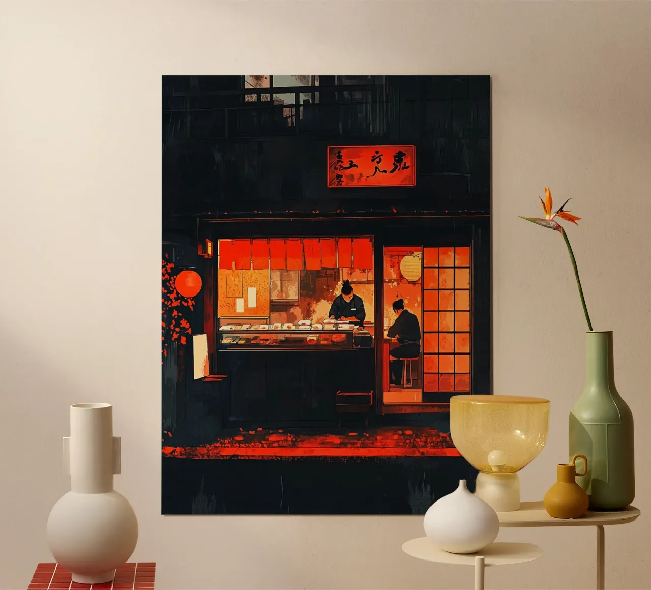Night at the Sushi Bar poster con marco de plástico de Sugoi