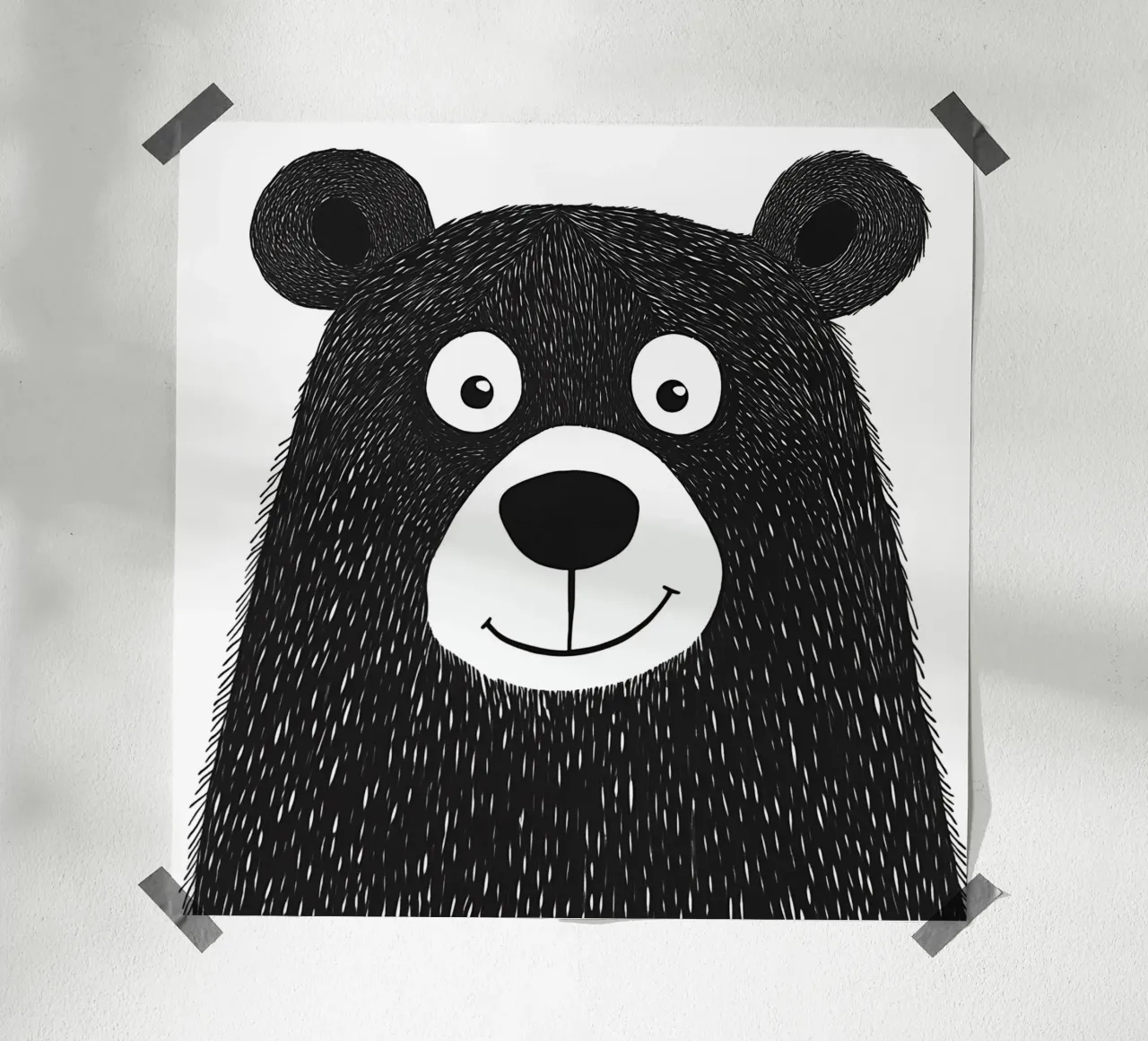 Un simpatico orso brontolone per bambini poster con telaio in alluminio da Autofocus