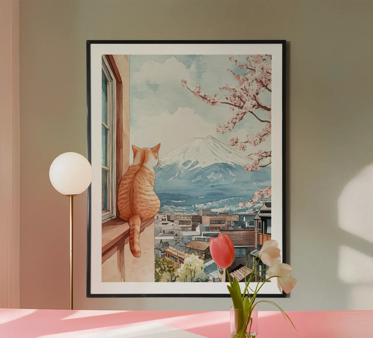 Cat's View of Fuji poster con telaio in plastica da Sugoi