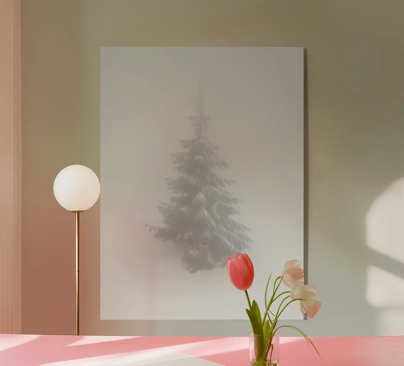 snow pine shadow acryl van Fost