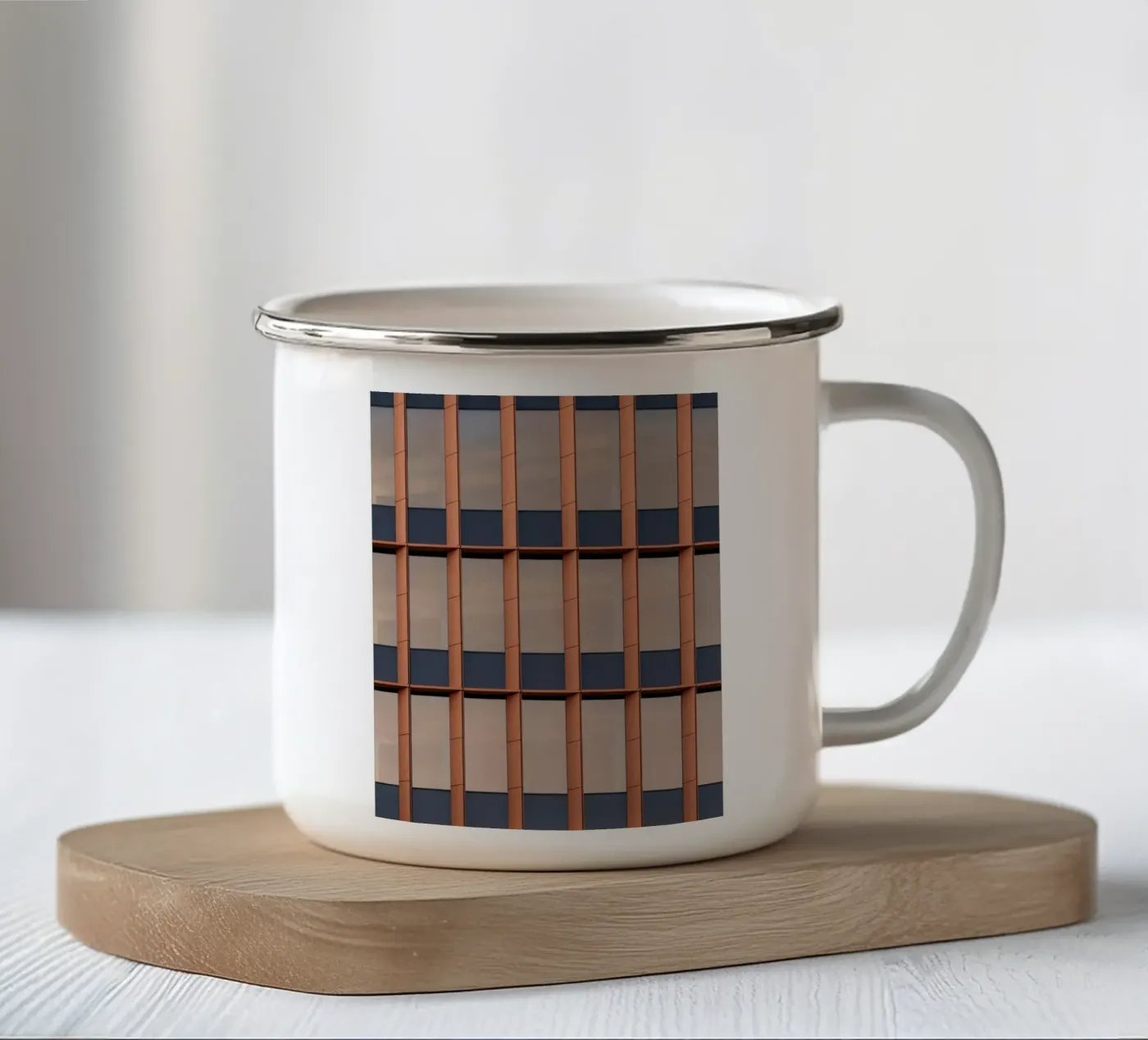 parallel windows enamel mug by Fost