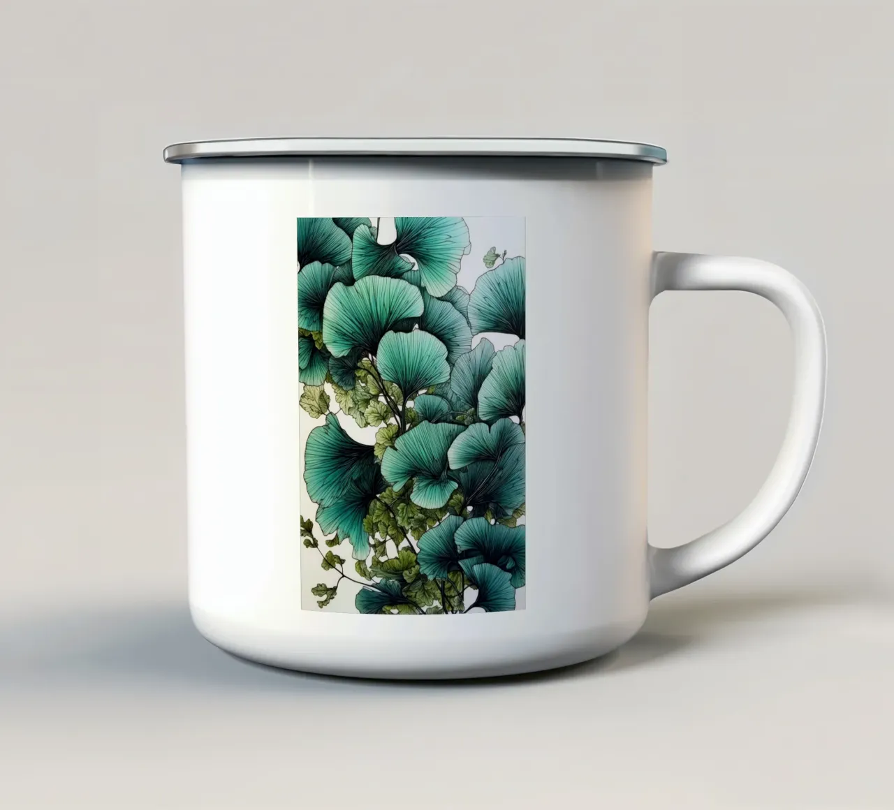 Acquerello ginkgo biloba foglie colori modello tazza in smalto da Justyna Jaszke JBJart