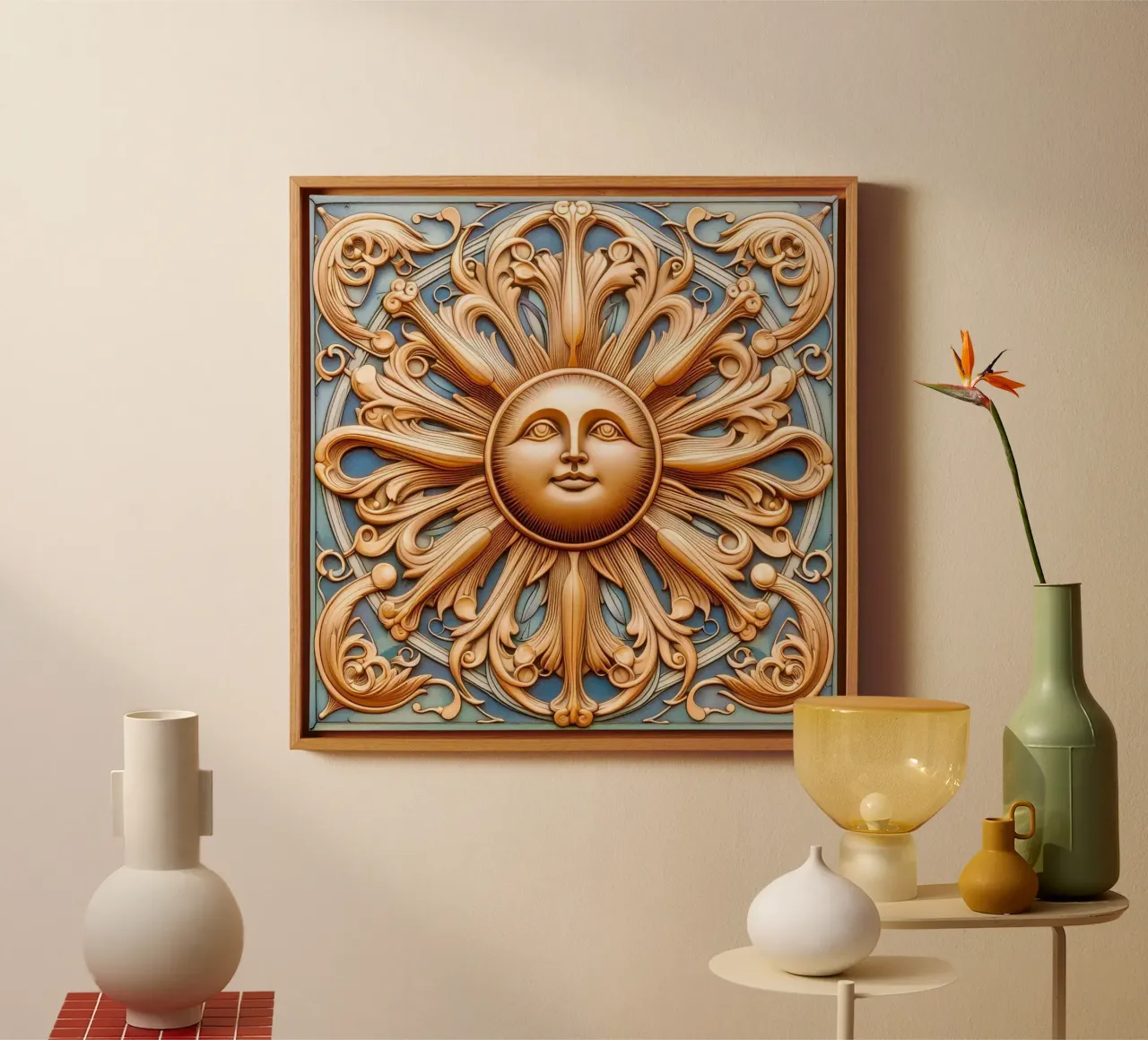 Hier komt de zon canvas met Baklijst van Art-Nouveau-Dsg