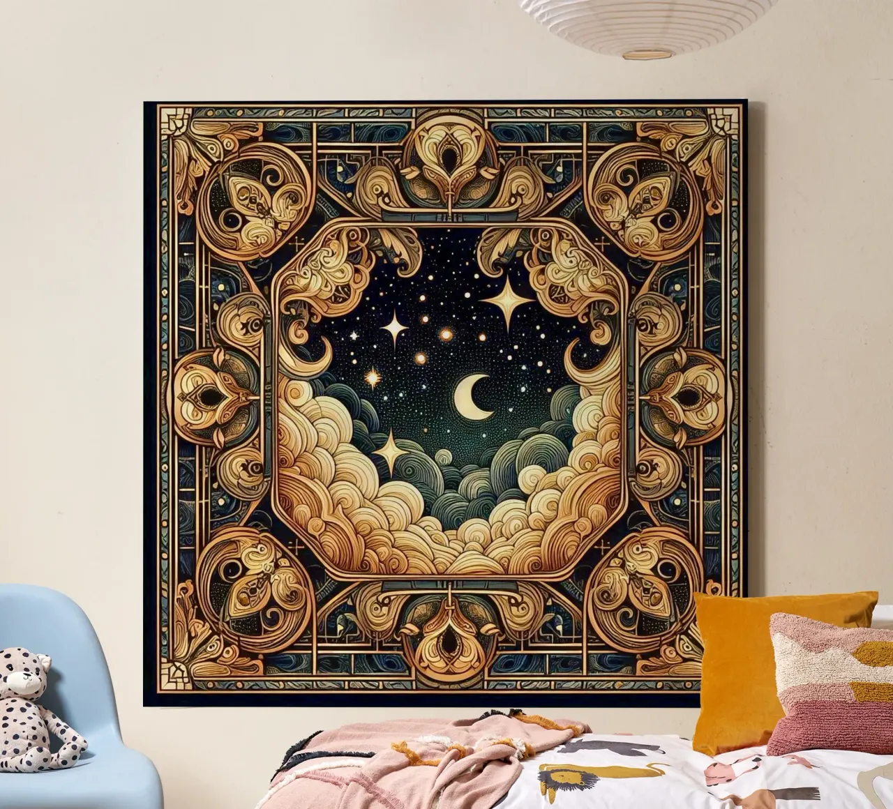 Night Sky tela con Cornice a cassetta da Art-Nouveau-Dsg