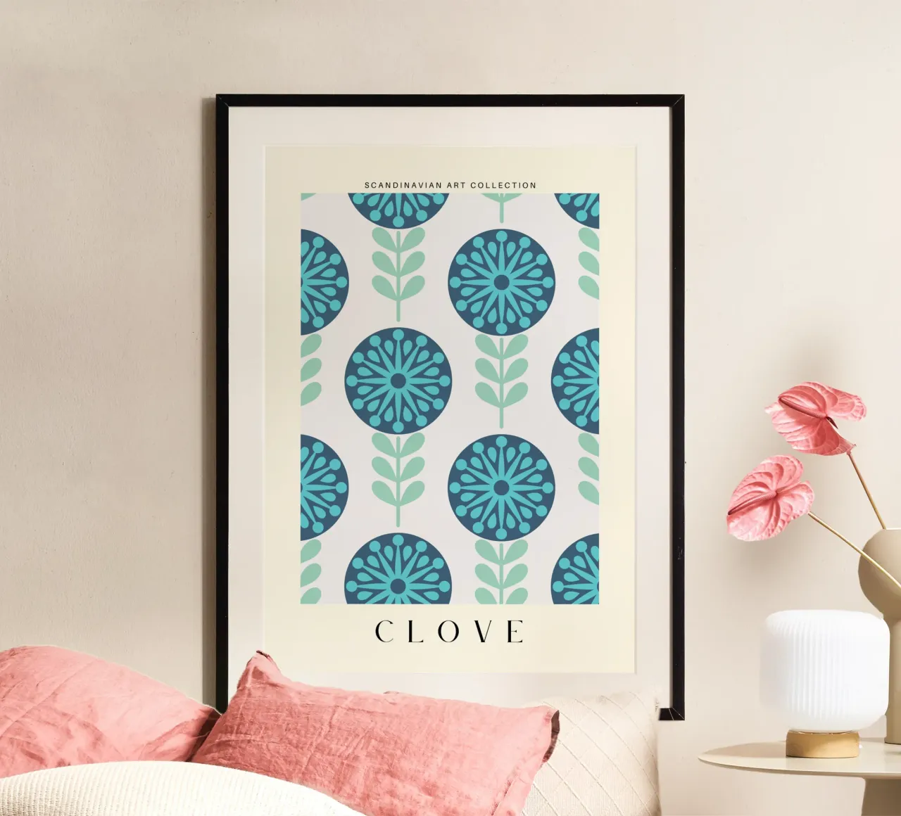 Clove – Nordic Botanical Simplicity poster with wooden frame by Studio Mooodz