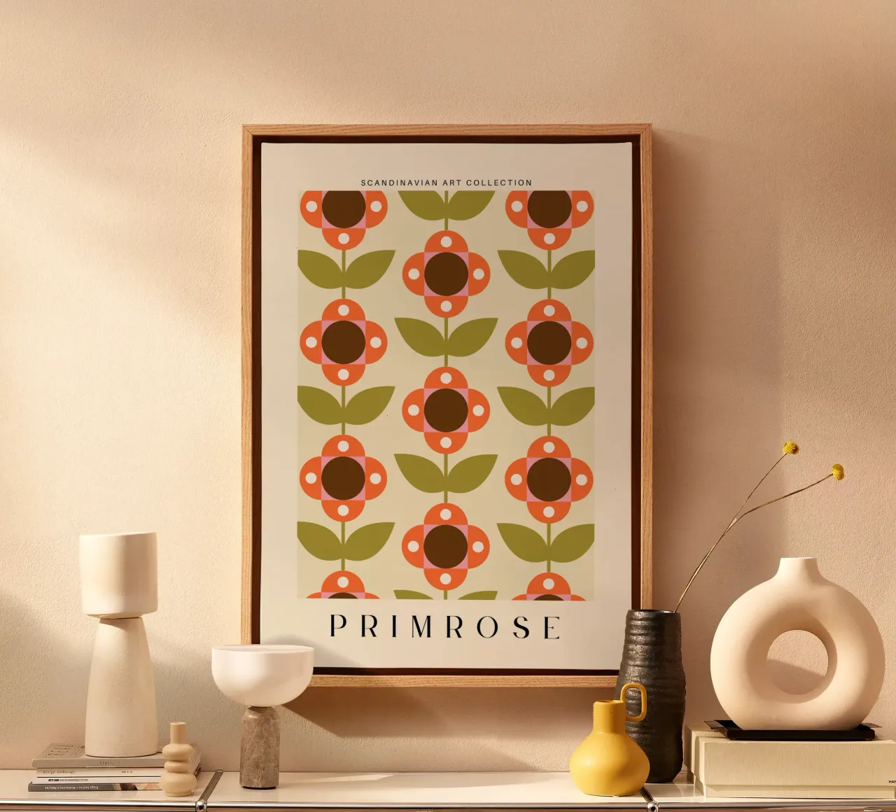 Primula - Geometria floreale nordica tela con Cornice a cassetta da Studio Mooodz