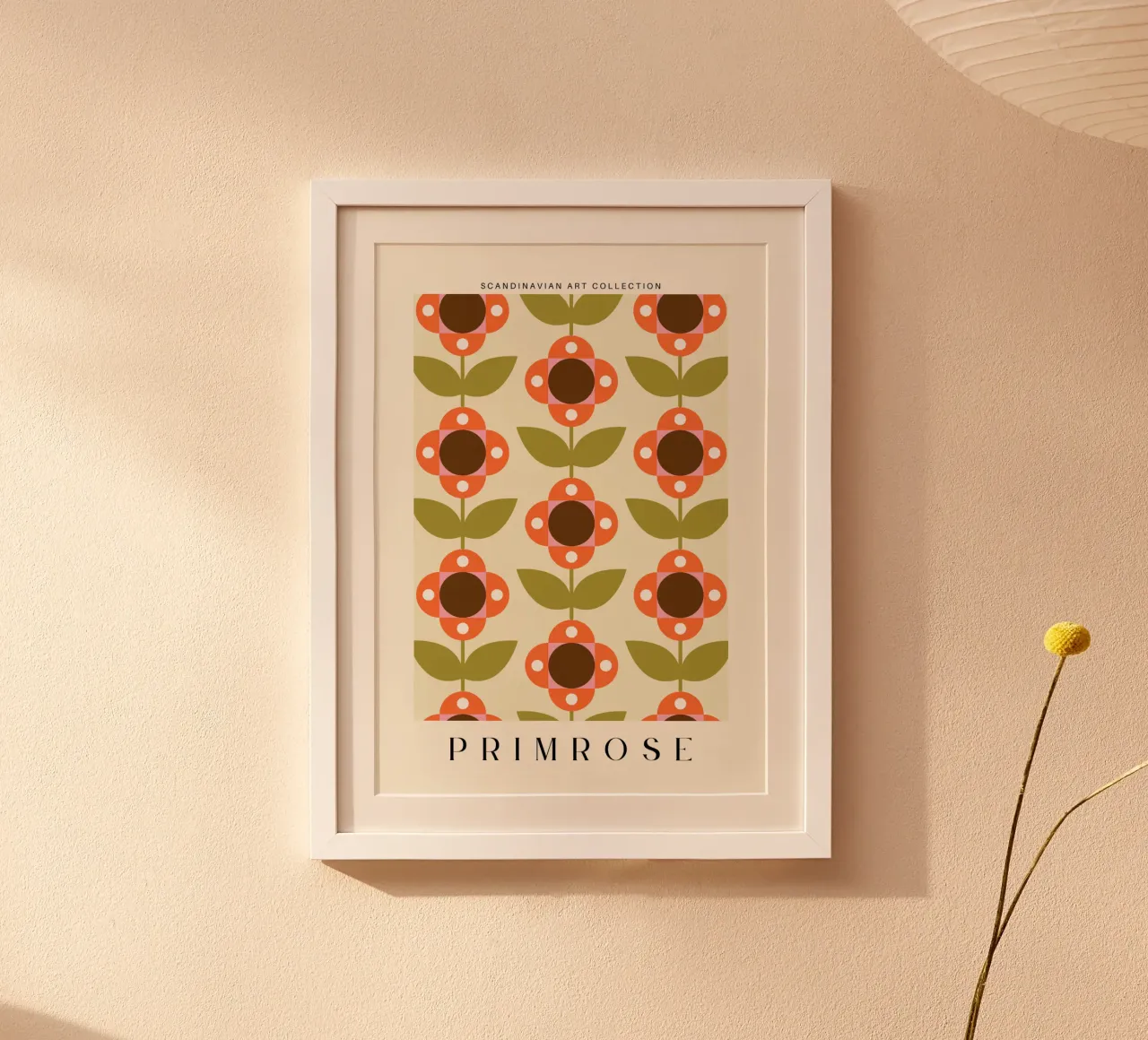 Primula - Geometria floreale nordica poster con telaio in plastica da Studio Mooodz
