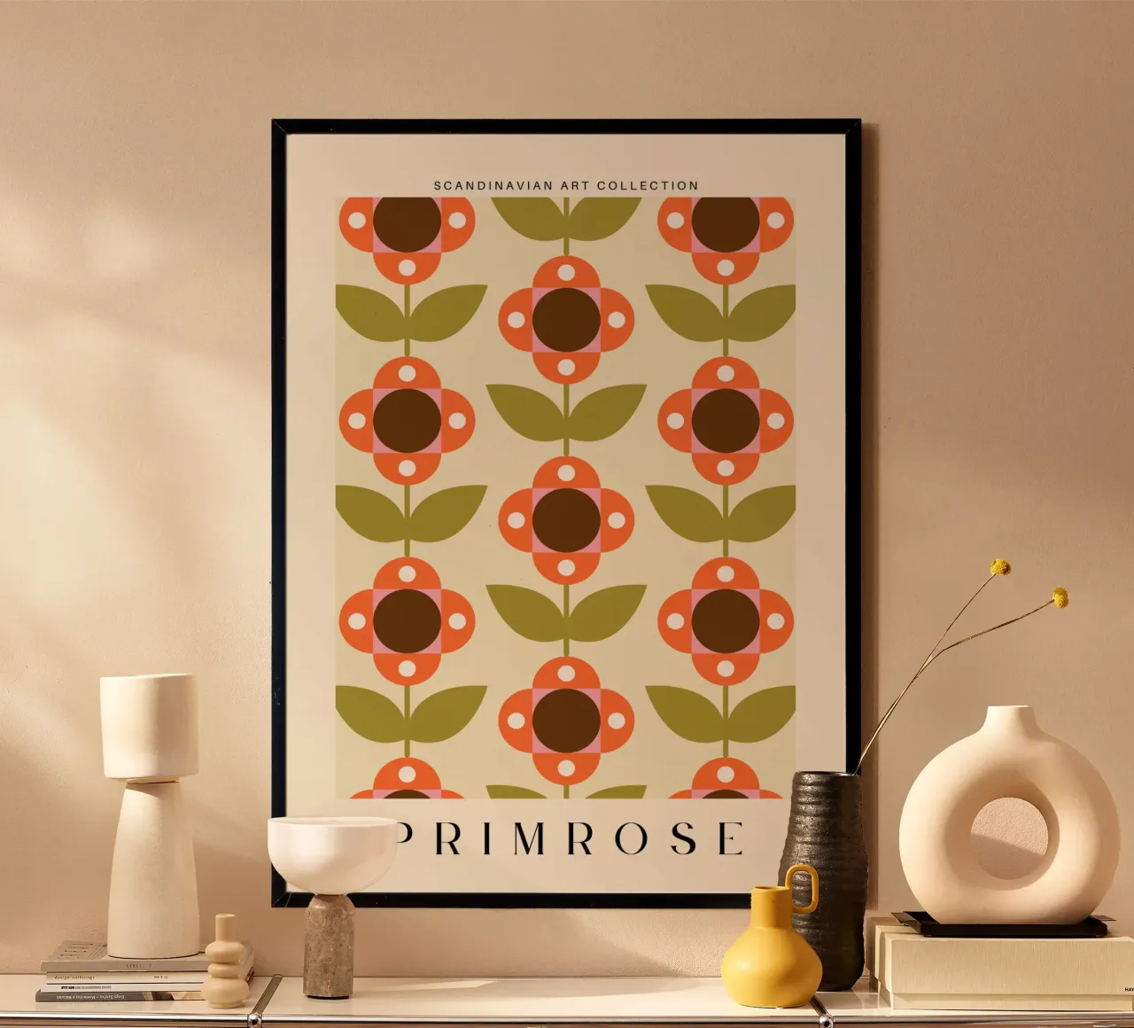 Primula - Geometria floreale nordica poster con telaio in plastica da Studio Mooodz