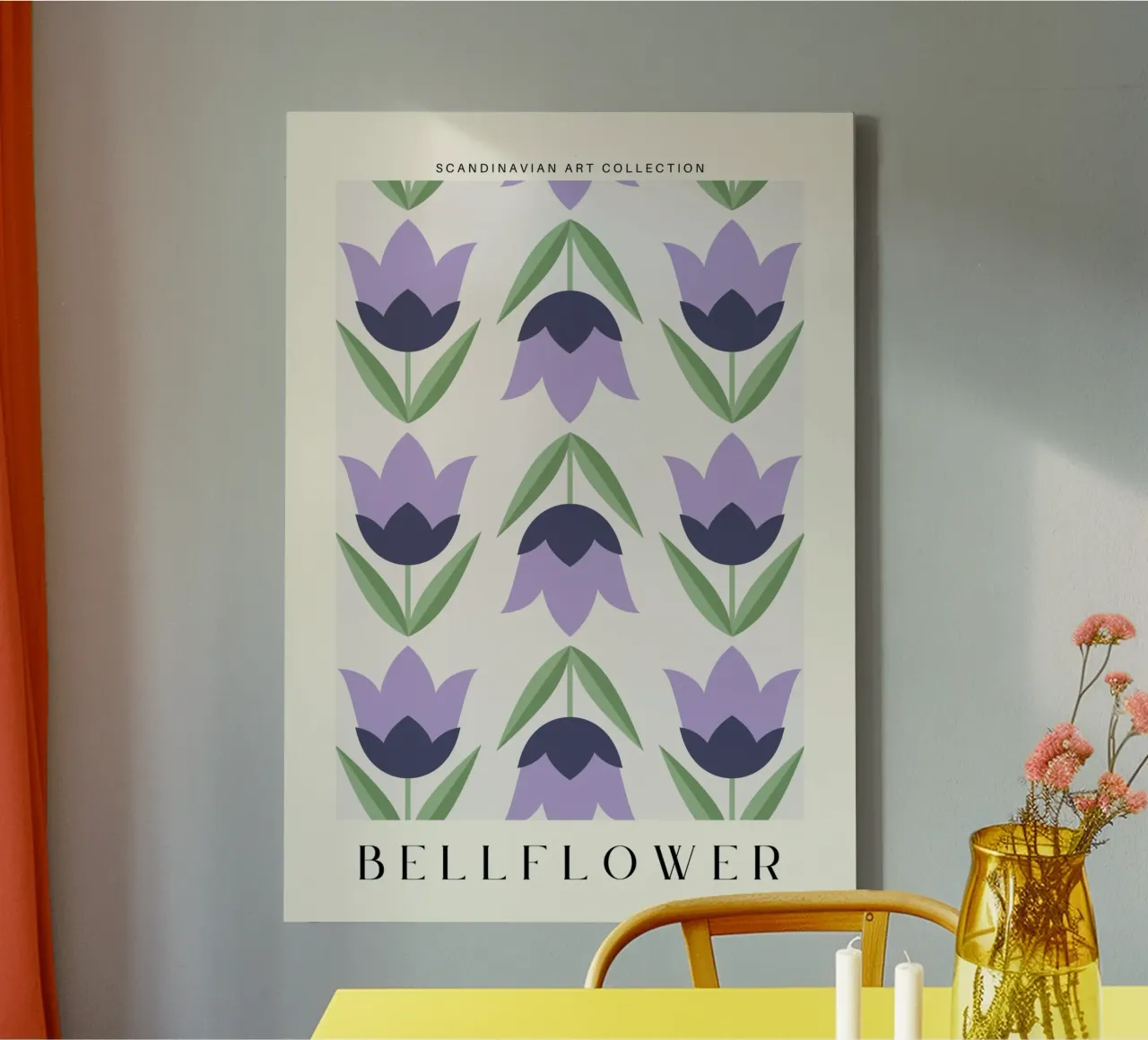 Glockenblume - Nordic Floral Serenity Leinwand mit Schattenfugenrahmen von Studio Mooodz
