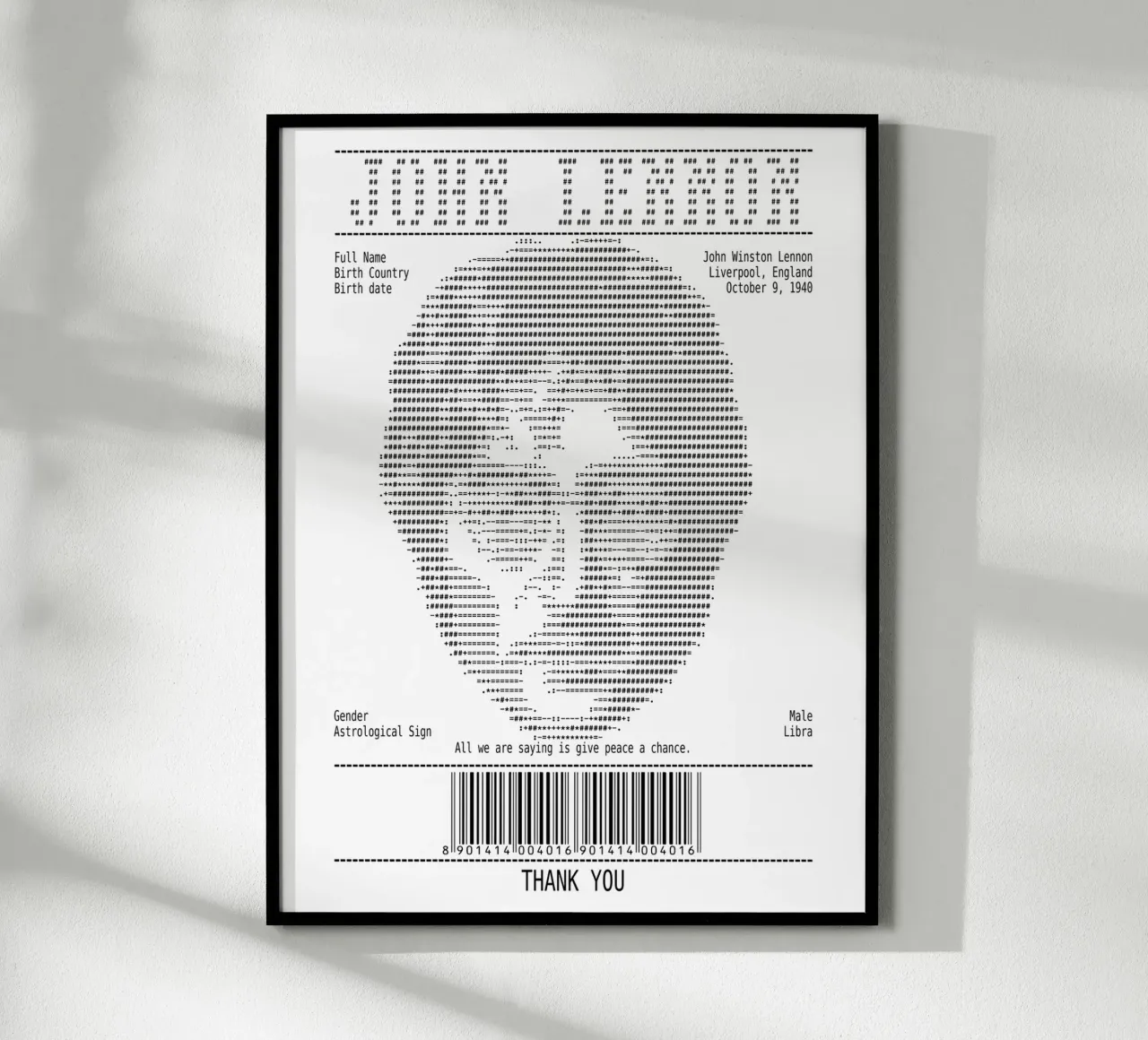L'art du reçu - Citations de John Lennon poster avec cadre en aluminium de Doa Project