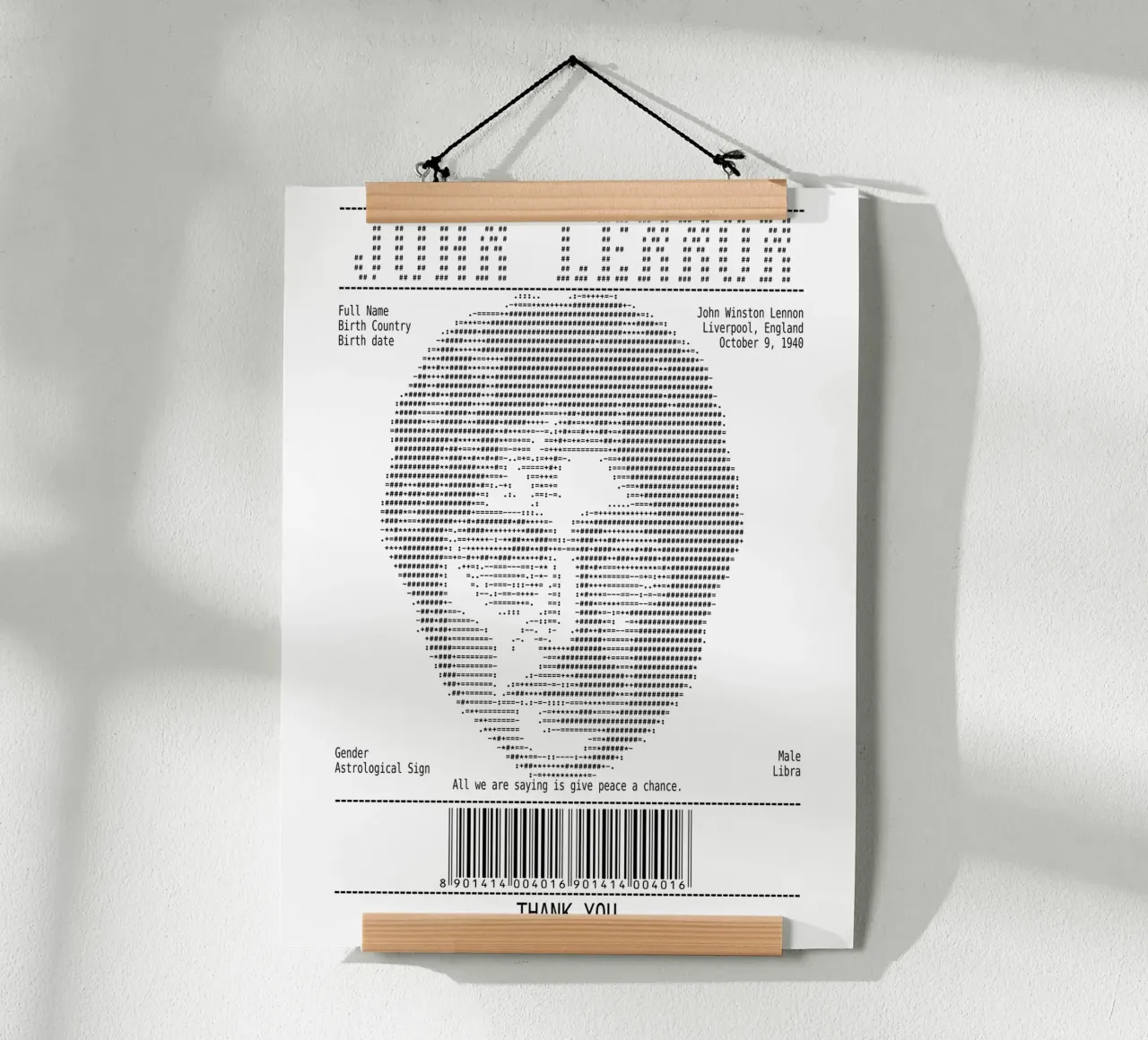 L'art du reçu - Citations de John Lennon poster avec cadre en aluminium de Doa Project