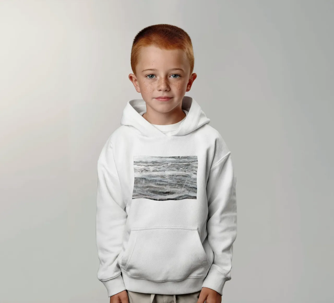 Blauw en wit marmer 02 kinder hoodie van amini54