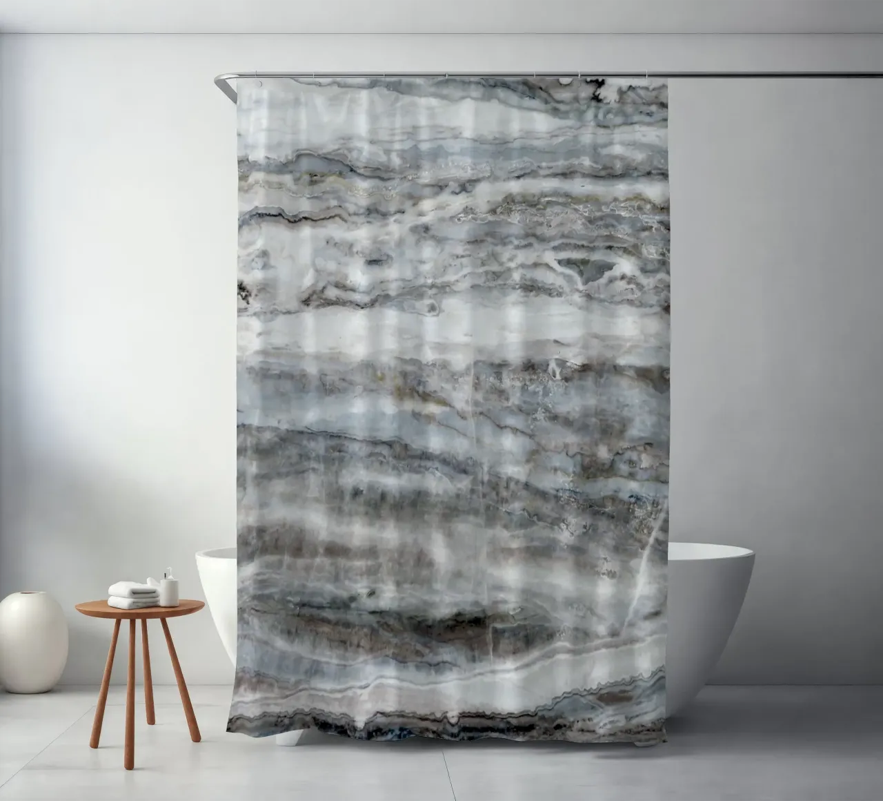 Blue and White Marble 02 shower curtain by amini54