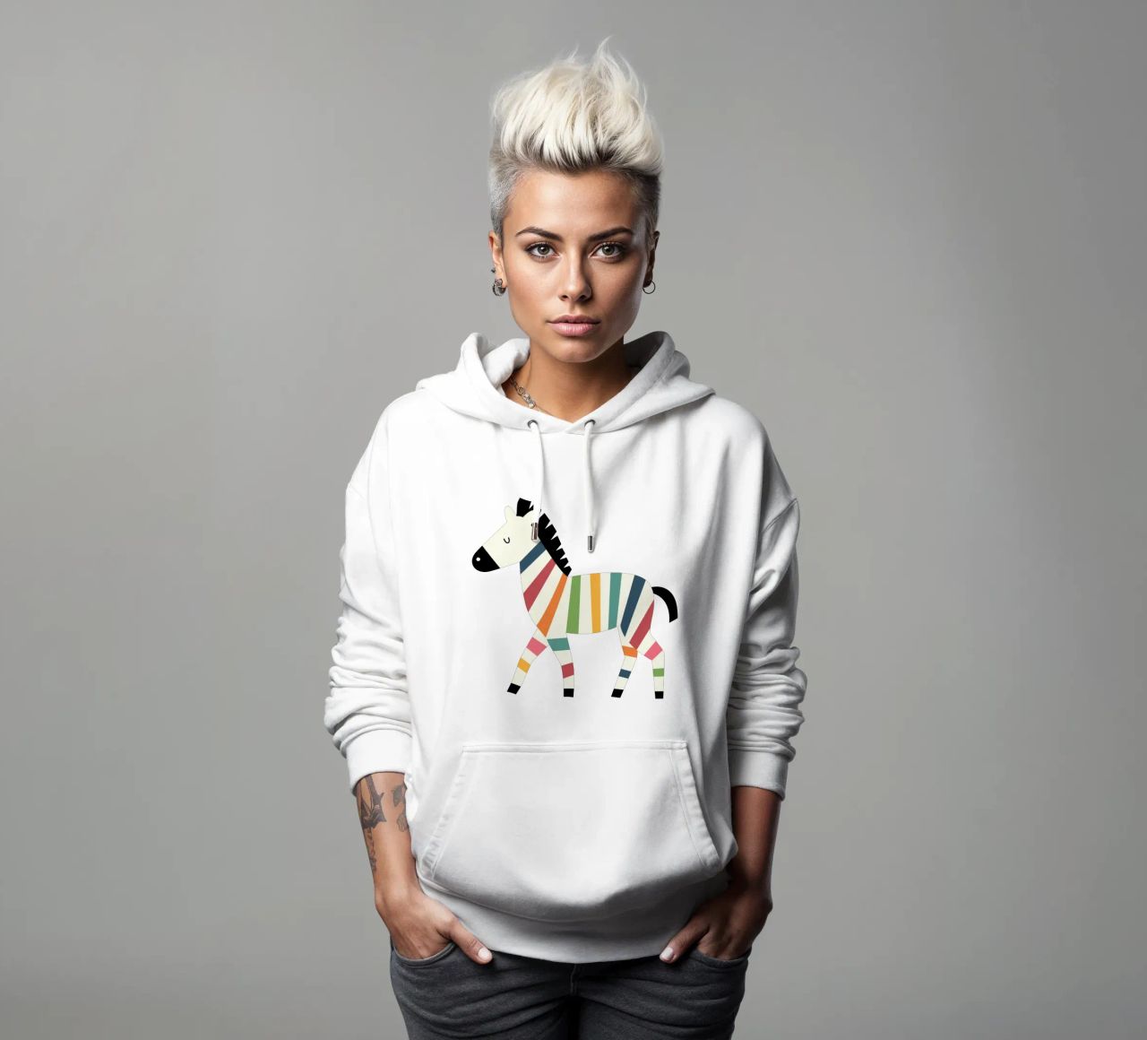 Zebra arcobaleno felpa con cappuccio da Andy Westface