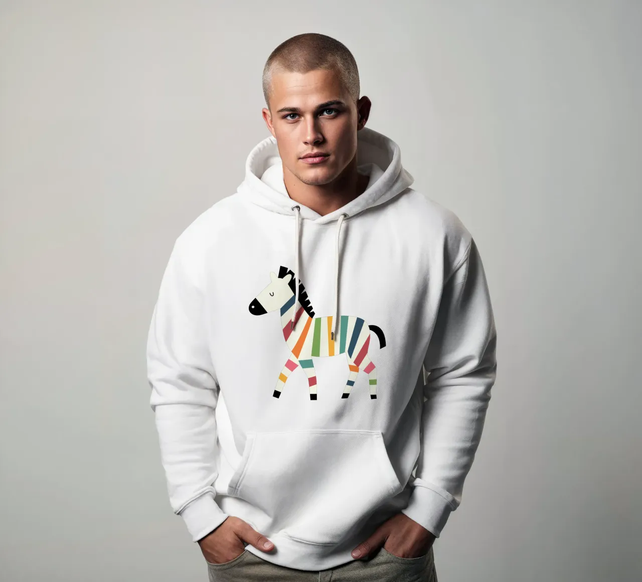 Zebra arcobaleno felpa con cappuccio da Andy Westface