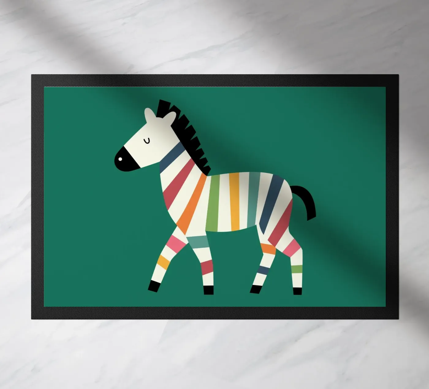 Rainbow Zebra doormat by Andy Westface