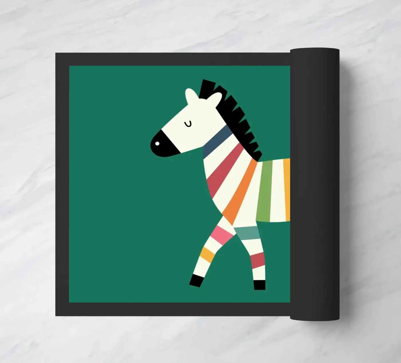 Rainbow Zebra doormat by Andy Westface