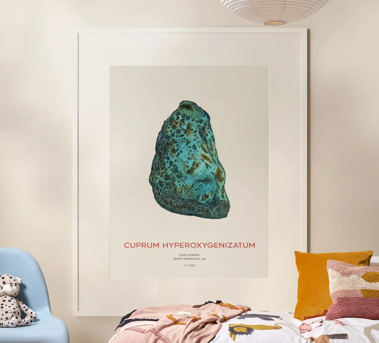 Minerale di rame o Cuprum Hyperoxygenizatum poster con telaio in legno da Vintagrafica