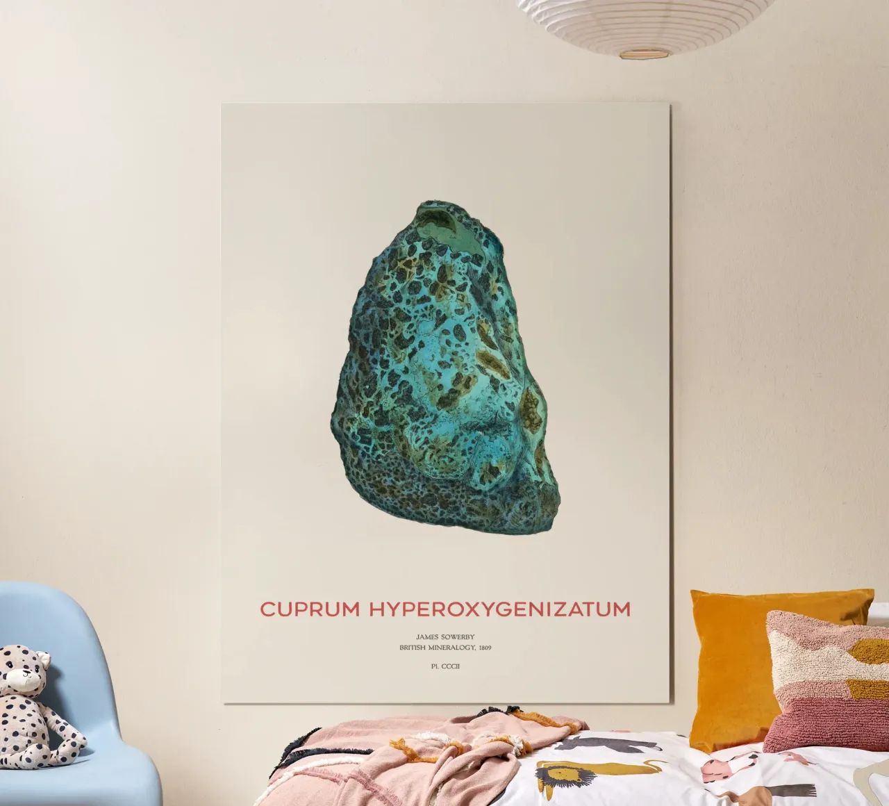 Minerale di rame o Cuprum Hyperoxygenizatum poster con telaio in legno da Vintagrafica