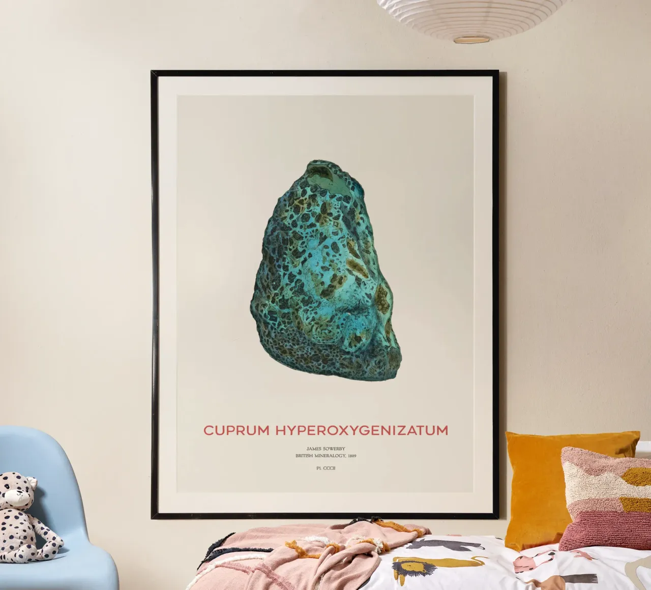 Minerale di rame o Cuprum Hyperoxygenizatum poster con telaio in legno da Vintagrafica