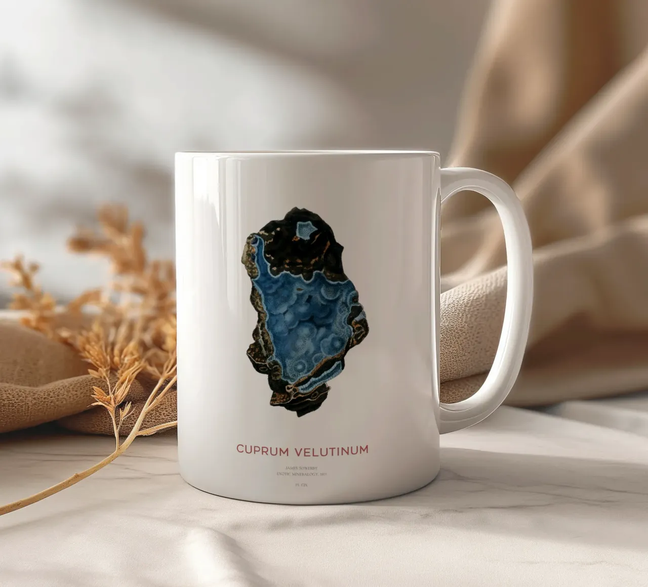 Cianotrichite o Cuprum Velutinum tazza in ceramica da Vintagrafica