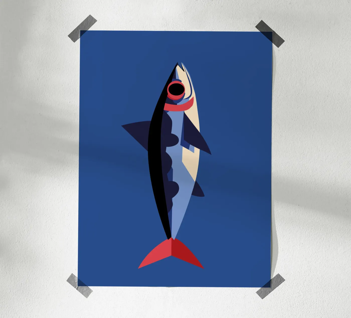 Geometrische sardine – Maritieme illustratie poster van DARIA IVANOVNA
