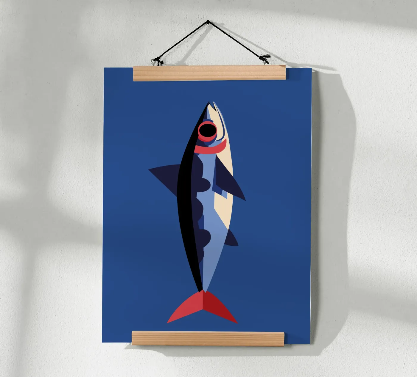 Geometrische sardine – Maritieme illustratie poster van DARIA IVANOVNA