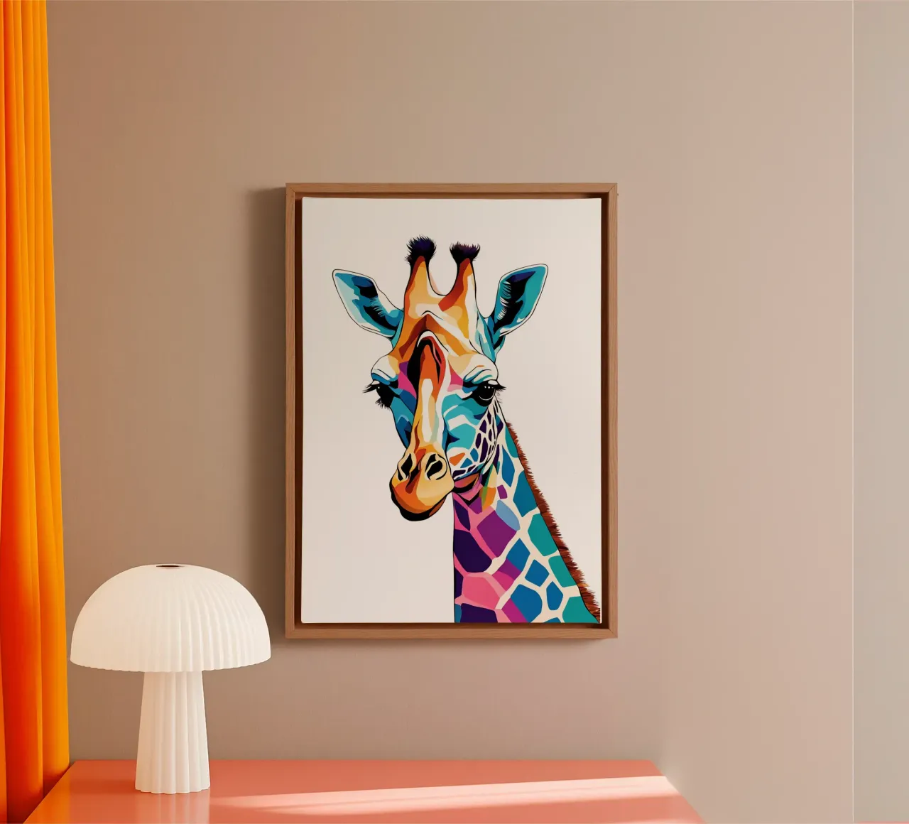 "Giraffa prismatica" tela con Cornice a cassetta da Doodle Dreams Art