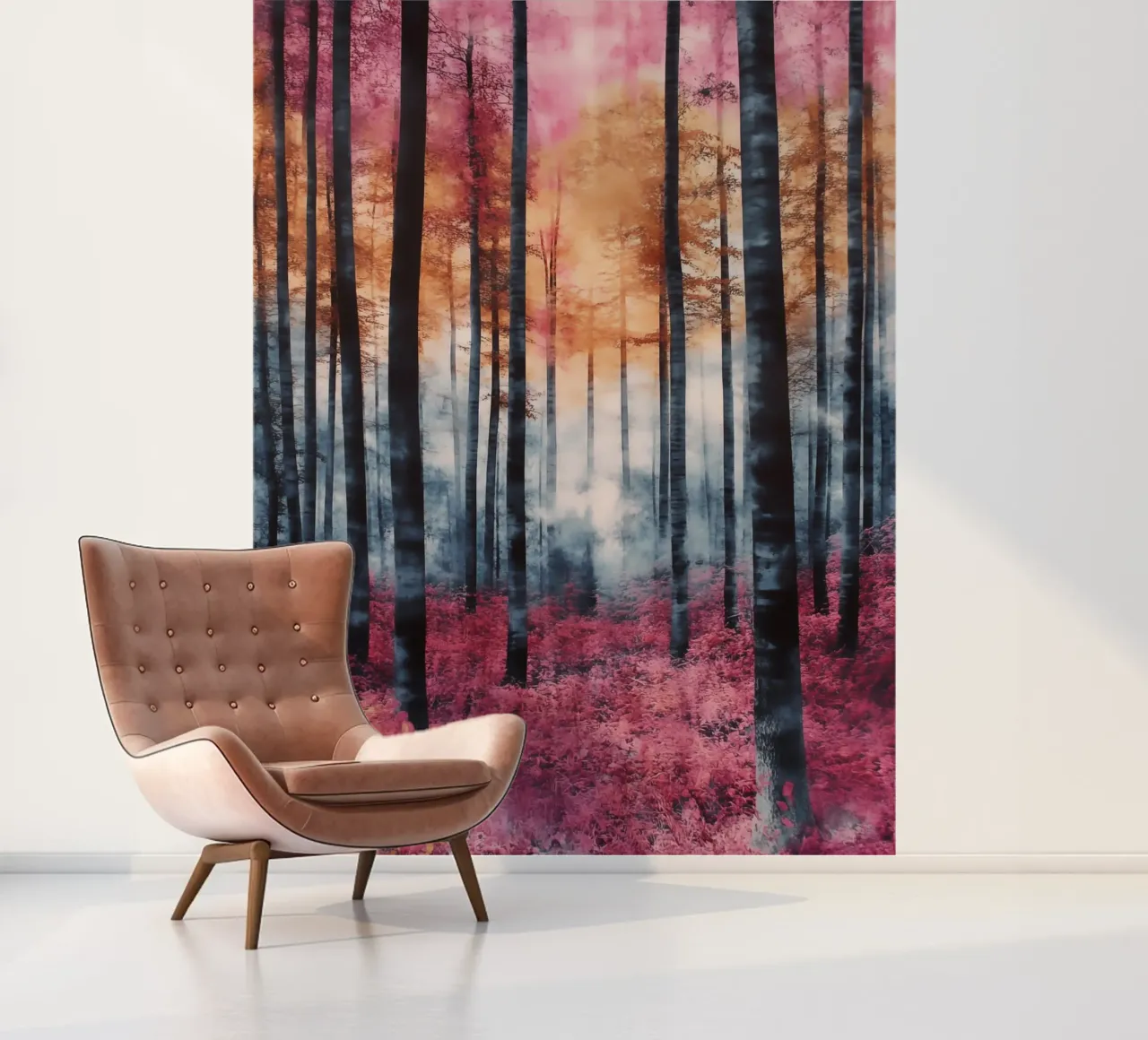Brouillard dans la forêt d'automne | Aquarelle infrarouge papier peint photo de Autofocus