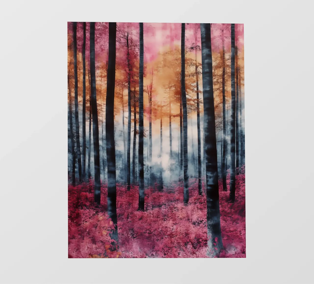 Brouillard dans la forêt d'automne | Aquarelle infrarouge papier peint photo de Autofocus