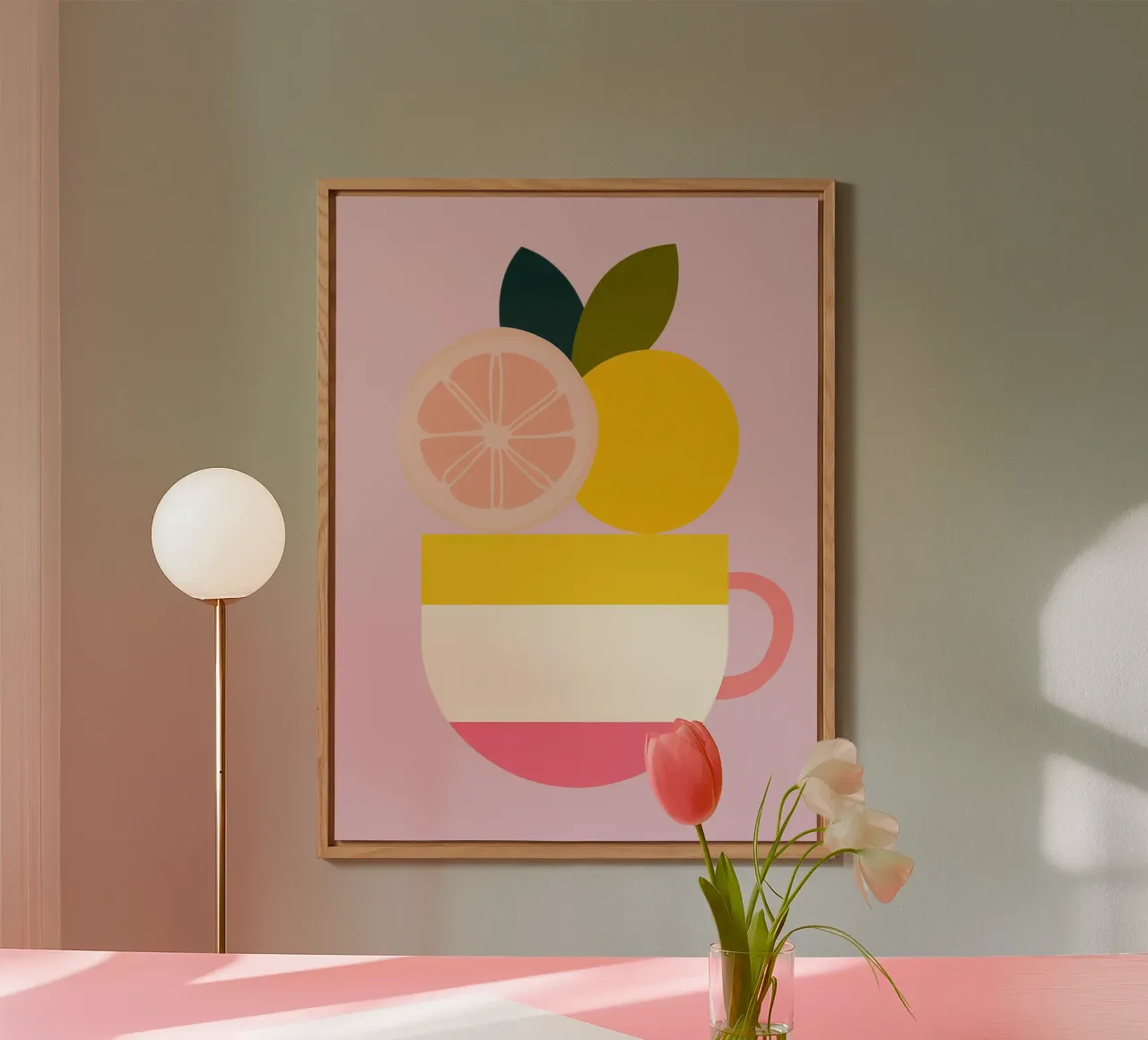 Een kopje pastel citroenthee aluminium-dibond van Autofocus