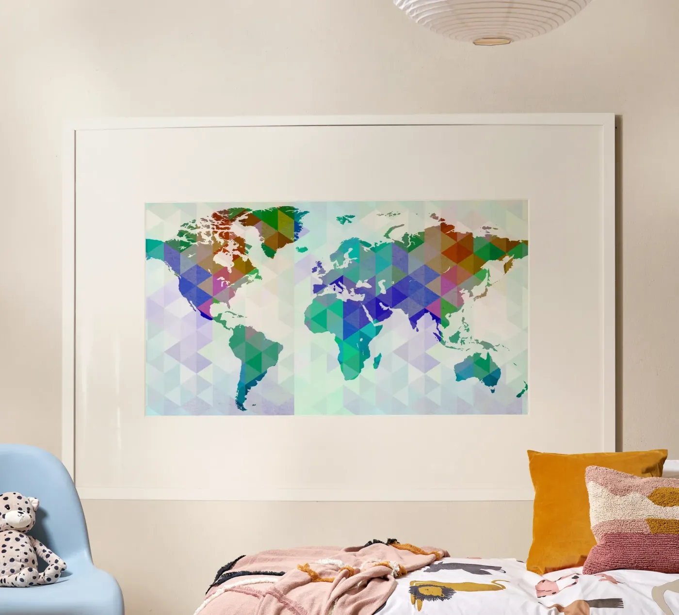 World map, polygon, blue poster by Sprüche und mehr