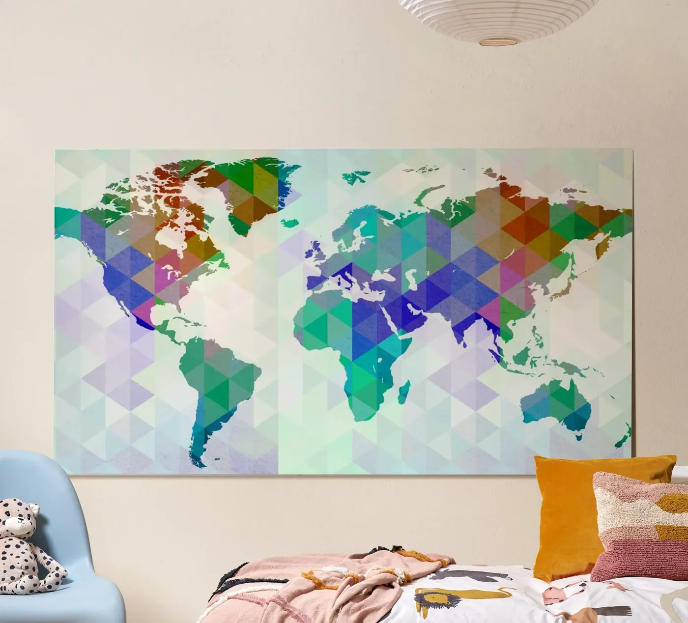 World map, polygon, blue poster by Sprüche und mehr